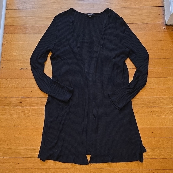 Ambiance Sweaters - Ambiance, Super Lightweight & Airy Black Long Cardigan, Thermal Weave, EUC, S